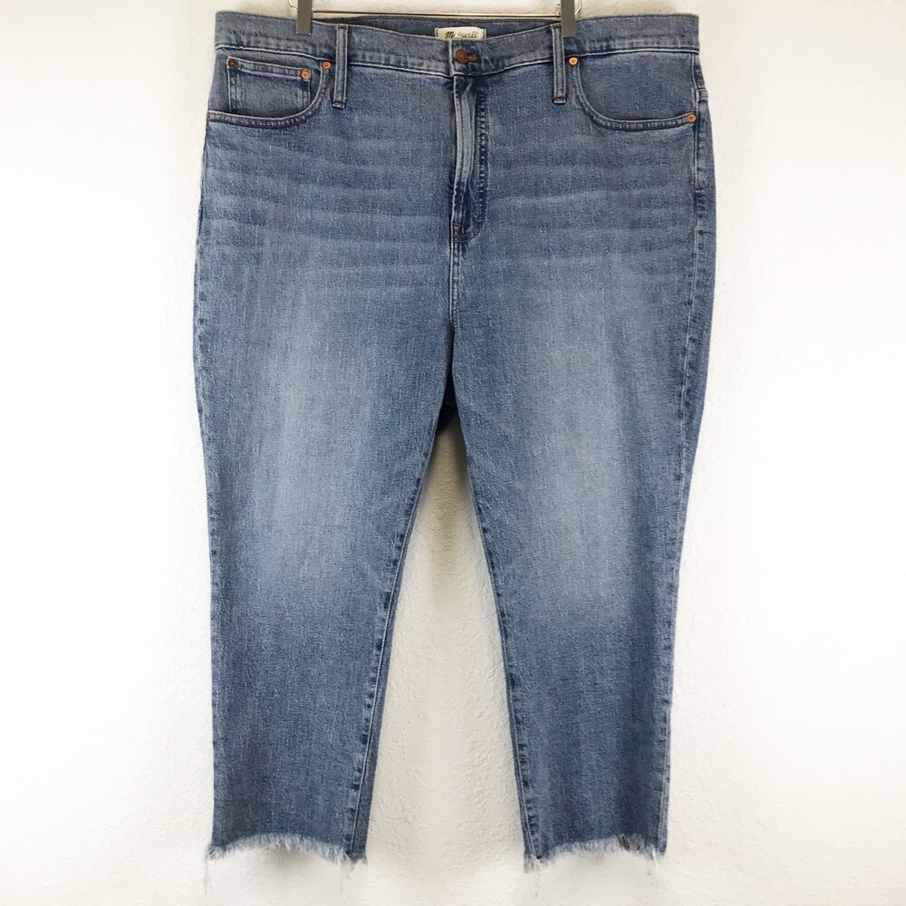 Madewell The Perfect Vintage Crop Jean in Ainsworth Wash Raw Hem Plus Size 36P